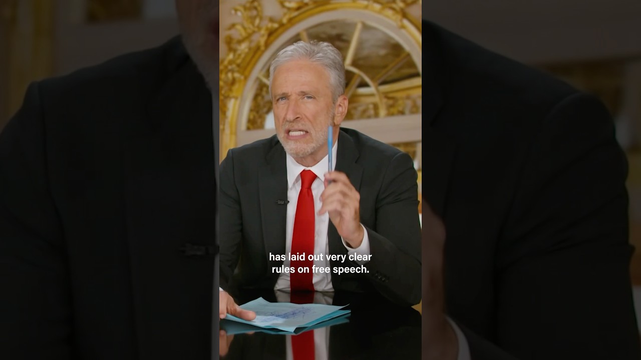 Jon Stewart ponders what some misguided naysayers might say about Trump's crackdown on speech