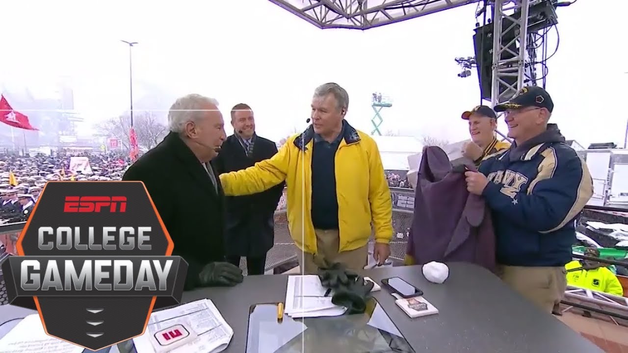 Lee Corso gets emotional when visited by former Navy players | College GameDay | ESPN