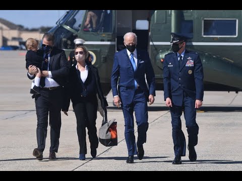 President Joe Biden and his son Hunter Biden board Air Force One en route Wilmington, Delaware