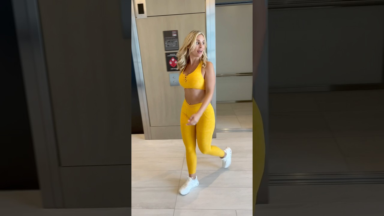 Yellow squat proof legging set #fitgirl #leggings #yogapants #shortsfeed #shorts