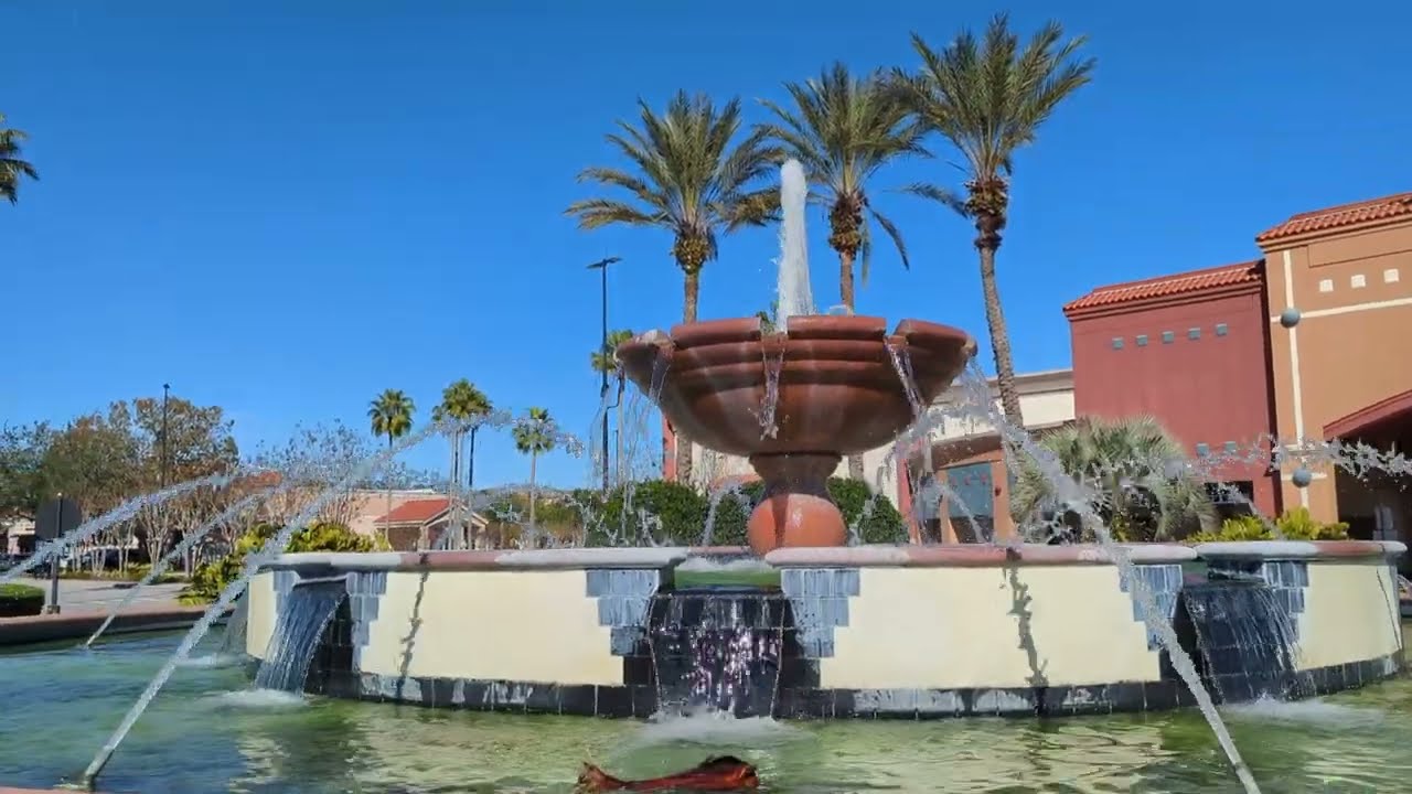 Fabulous Fountain & Palm Trees at Regal Cinemas at Waterford Lakes Town Center! Orlando, Florida