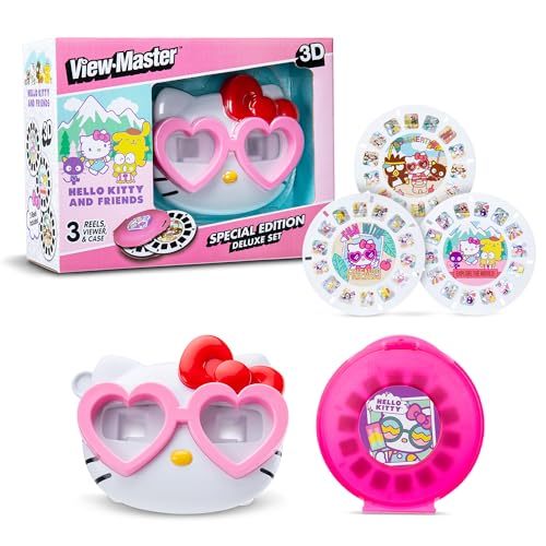 View Master Hello Kitty Deluxe View Finder Set Reel Viewer for Kids, Adults, Classic Game, Retro Toy, Kawaii, Nostalgic Gift, View Finder Toys, Learning Toy, Ages +